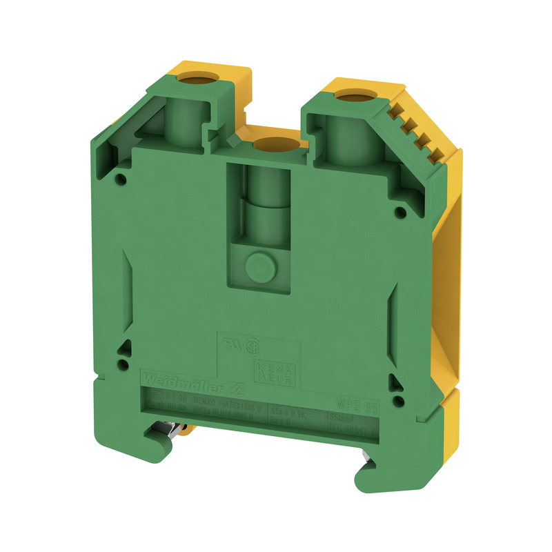 1010500000 Weidmuller - WPE 35 PE terminal, Screw connection, 35 mm², 4200 A (35 mm²), Green/yellow