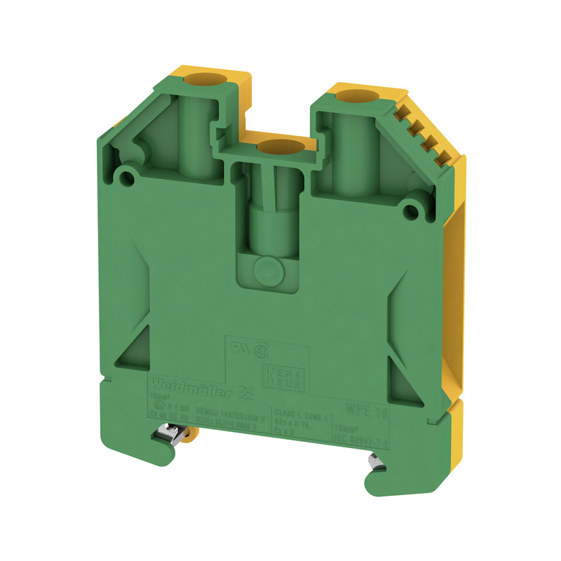 1010400000 Weidmuller - WPE 16 PE terminal, Screw connection, 16 mm², 1920 A (16 mm²), Green/yellow