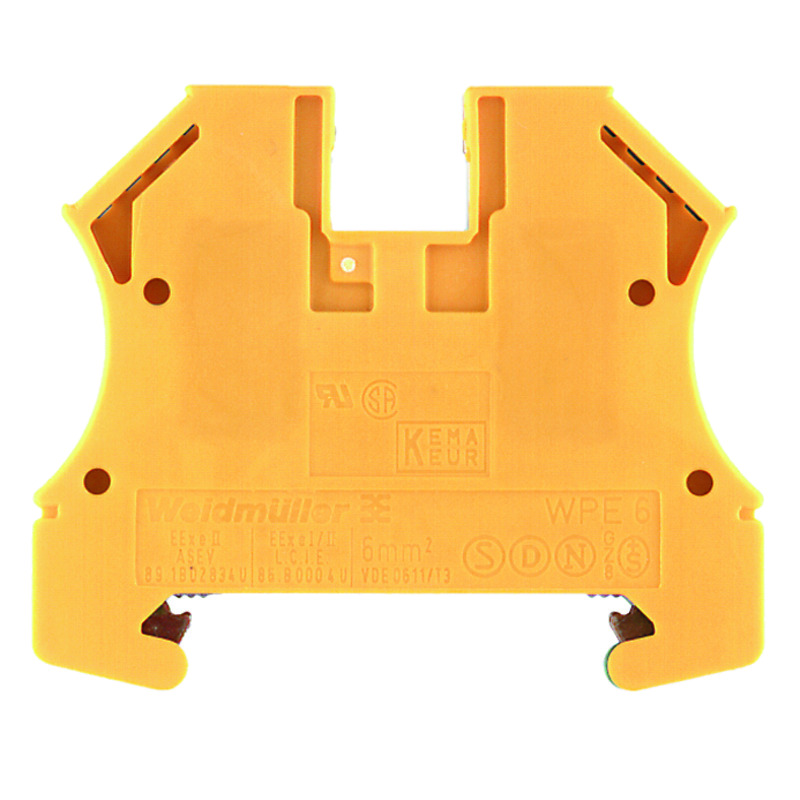 1010200000 Weidmuller - WPE 6 PE terminal, Screw connection, 6 mm², 720 A (6 mm²), Green/yellow