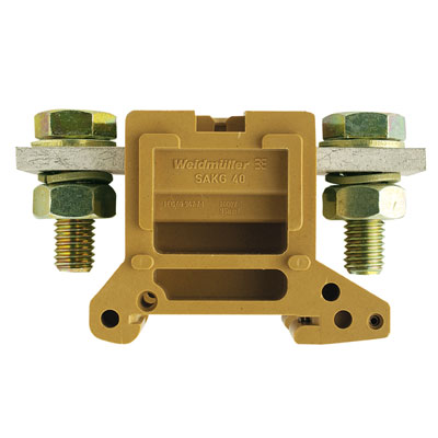 0637720000 Weidmuller - SAKG 40/35 II SAK Series, Feed-through terminal, Rated cross-section: 95 mm², Screw connection, medium yellow, Direct mounting