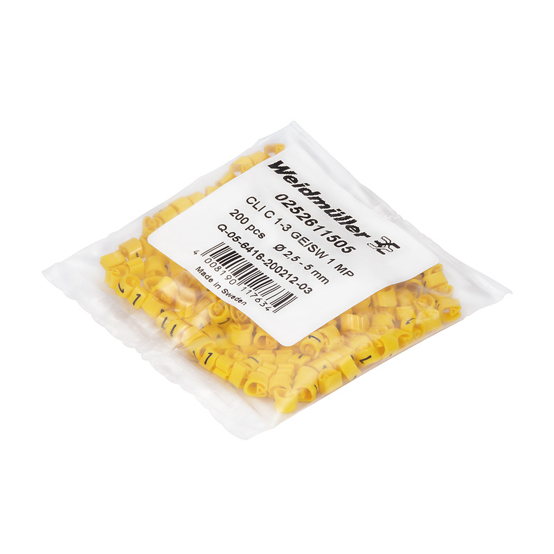 0252611502 Weidmuller - CLI C 1-3 GE/SW 0 MP CableLine, Conductor and cable markers, 2.5 - 5 mm, 3 x 4.2 mm, yellow