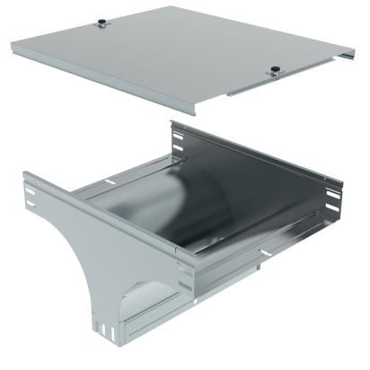 AW400Z Legrand Vertical downward T-shaped drift, complete with cover. Height 75 mm. Width 400 mm. Finish Z Sendzimir galvanized steel.