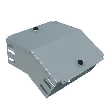 AR200Z Legrand Downward curve at 30 complete with cover. Height 75 mm. Width 200 mm. Finish Z Sendzimir galvanized steel.