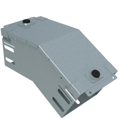 AR075Z Legrand Downward curve at 30 complete with cover. Height 75 mm. Width 75 mm. Z finish Sendzimir galvanized steel.