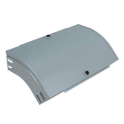 AQ400Z Legrand Downward bend at 45 complete with cover. Height 75 mm. Width 400 mm. Z finish Sendzimir galvanized steel.