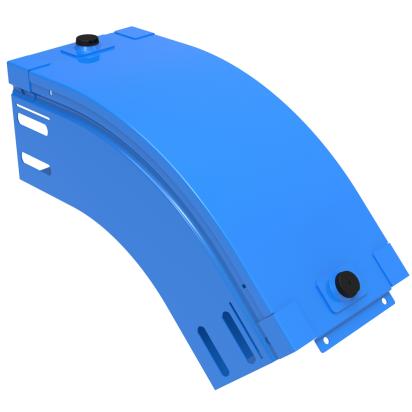 AQ100G Legrand Downward bend at 45 complete with cover. Height 75 mm. Width 100 mm. Finish G Steel enameled blue GammaP.