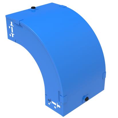 AP300G Legrand Downward 90-degree bend with reverse plane complete with cover. Height 75 mm. Width 300 mm. Finish G Steel enameled blue GammaP.