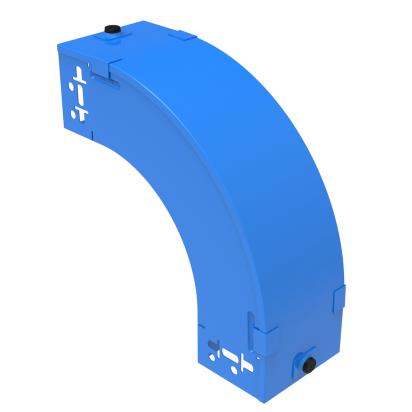 AP150G Legrand Downward 90-degree bend with reverse plane complete with cover. Height 75 mm. Width 150 mm. Finish G Steel enameled blue GammaP.