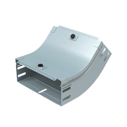 AN300Z Legrand Upward curve at 45 complete with cover. Height 75 mm. Width 300 mm. Finish Z Galvanized steel sendzimir