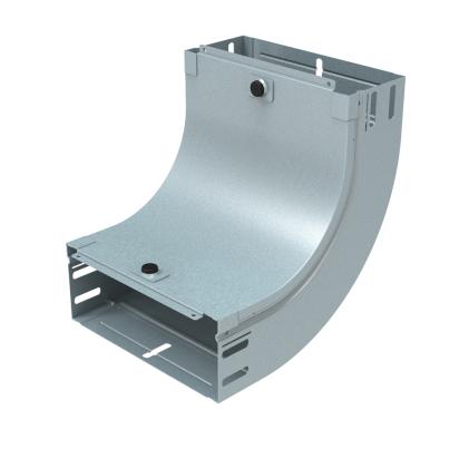 AM300Z Legrand Upward curve at 90 complete with cover. Height 75 mm. Width 300 mm. Z finish Sendzimir galvanized steel.