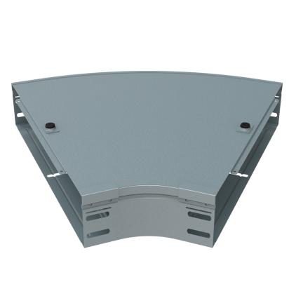 AJ400Z Legrand 45 flat bend complete with cover. Height 75 mm. Width 400 mm. Z finish Sendzimir galvanized steel.