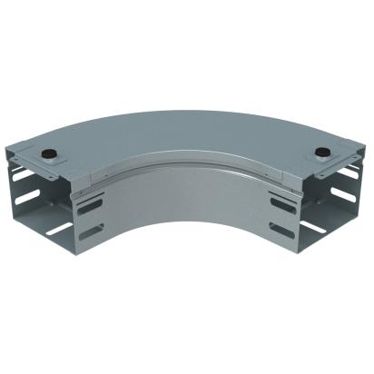 AI100Z Legrand Flat 90° bend complete with cover. Height 75 mm. Width 100 mm. Z finish Sendzimir galvanized steel.