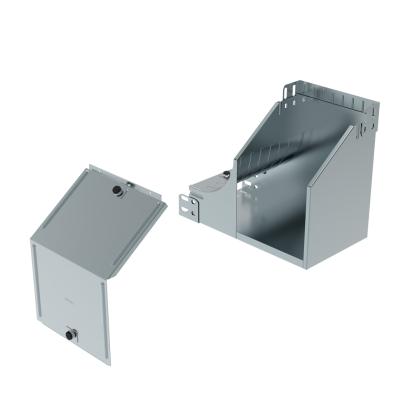 AF200Z Legrand Left upward 90° bend with plane variation, complete with cover. Height 75 mm. Width 200 mm. Finish Z Sendzimir galvanized steel.
