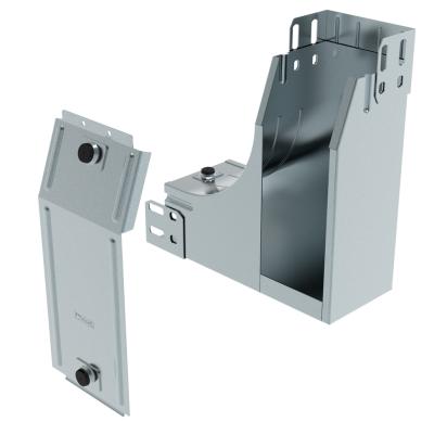 AF150Z Legrand Left upward 90° bend with plane variation, complete with cover. Height 75 mm. Width 150 mm. Finish Z Sendzimir galvanized steel.
