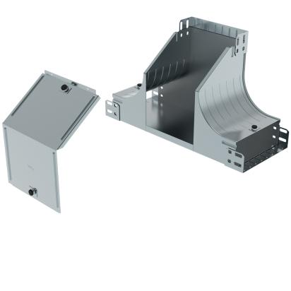 AD300Z Legrand Vertical T-shaped uphill drift with plane variation, complete with cover. Height 75 mm. Width 300 mm. Finish Z Sendzimir galvanized steel.