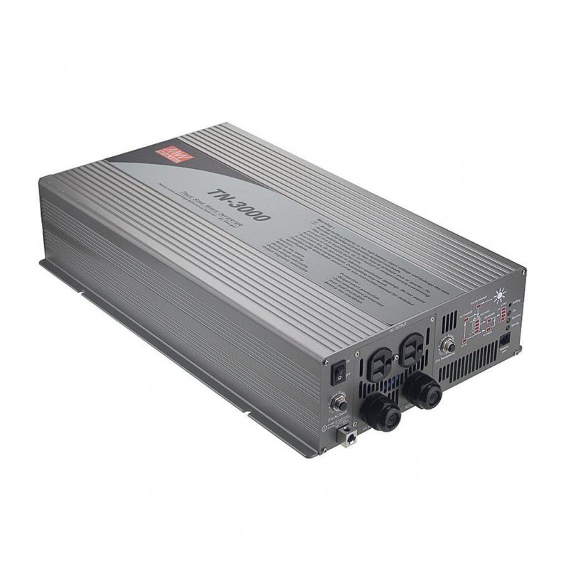 TN-3000-212B Mean Well DC-AC Solar inverter with battery charger for stand alone solar systems; Battery 12Vdc; Output 230Vac; 3000W; EU AC Output receptacle