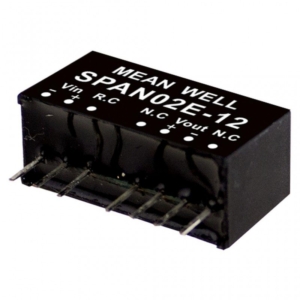 SPAN02E-12 Mean Well DC-DC Converter PCB mount; Input 4.5-9Vdc; Single Output 12Vdc at 0.167A; SIP Through hole package
