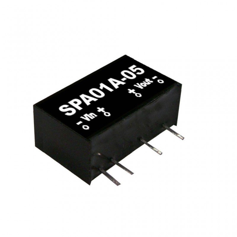 SPA01A-12 Mean Well DC-DC Regulated Single Output Converter; Output 12VDC at 0.083A; 1500VDC I/O isolation; SIP package