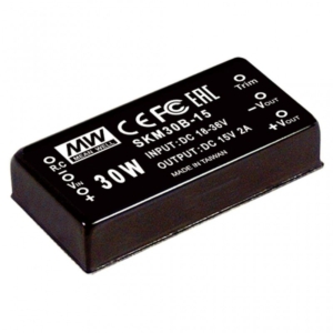 SKM30B-05 Mean Well DC-DC Converter PCB mount; Input 18-36Vdc; Output 5Vdc at 6A; DIP Through hole package; Built-in EMI filter; 2\" x 1\" ultra compact size