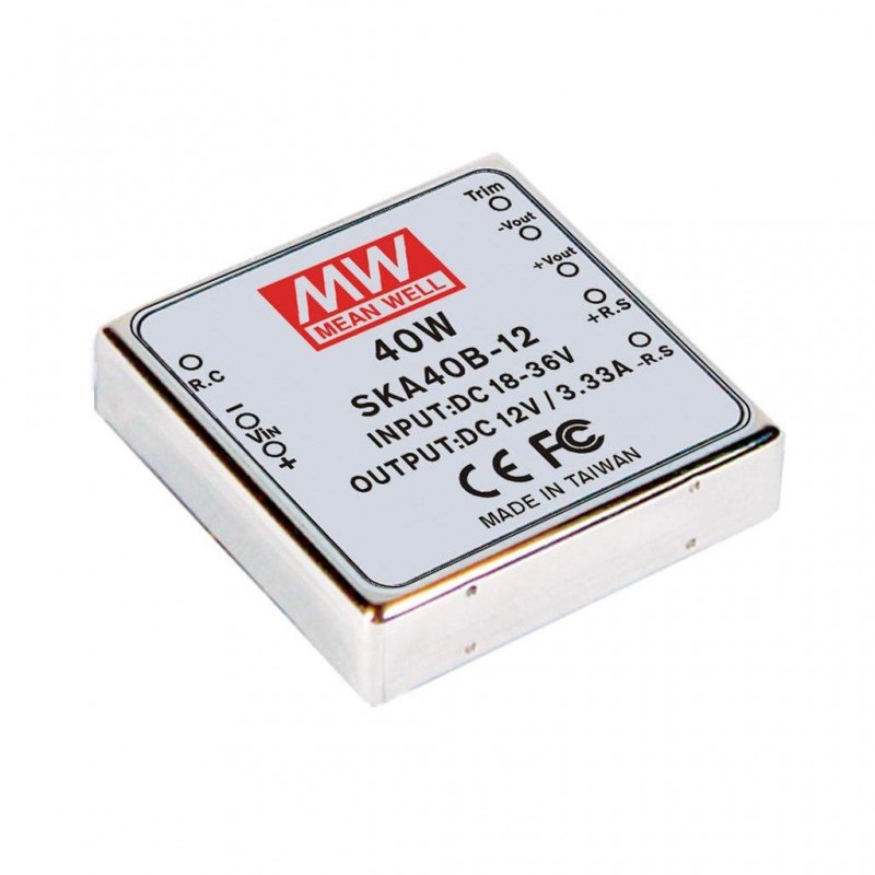 SKA40C-05 Mean Well DC-DC Converter PCB mount; Input 36-75Vdc; Output 5Vdc at 7A; DIP Through hole package; Built-in EMI filter; 2\" x 2\" compact size; remote ON/OFF