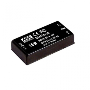 SKA15A-033 Mean Well DC-DC Converter PCB mount; Input 9-18Vdc; Output 3.3Vdc at 3000mA; DIP Through hole package; Built-in EMI filter; 2\"x1\" compact size; remote ON/OFF