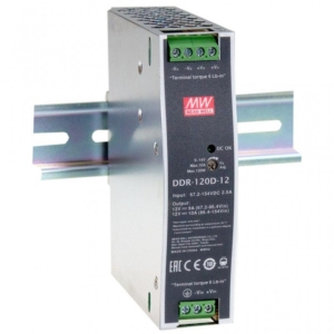 DDR-120B-12 Mean Well DC-DC Ultra slim Industrial DIN rail converter; Input 16.8-33.6Vdc; Single Output 12Vdc at 10A