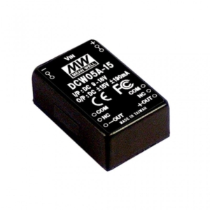 DCW05B-05 Mean Well DC-DC Converter PCB mount; Input 18-36Vdc; Output +/-5Vdc at 1A; DCW05B-05 is succeeded by DCWN06B-05.