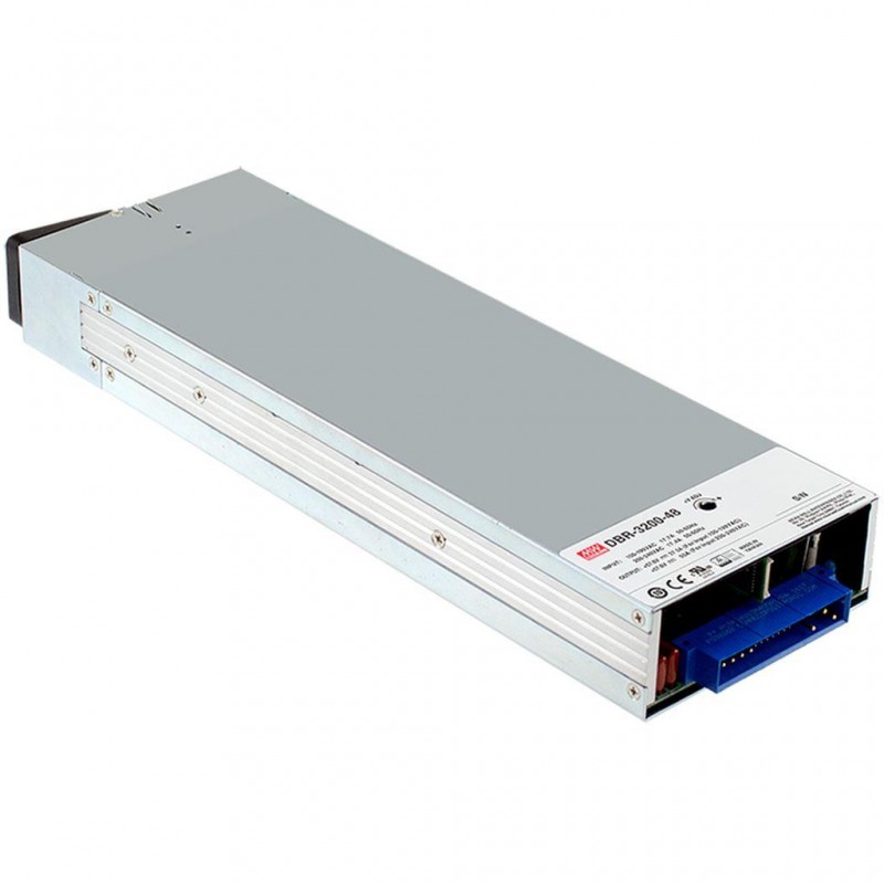 DBR-3200-24 Mean Well AC-DC 19 inch rack front end charger unit with PFC; Output 27.6VDC at 110A; 1U profile; Hot-swap; PMBus protocol