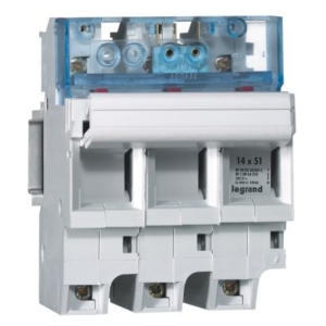 021536 Legrand Fully protected SP disconnectable fuse holder. Tripolar. SP. 38 for industrial fuses 14 x 51 Depth 44 mm.