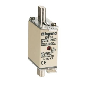 016325 Legrand Knife fuses type gG A.C.R. High breaking capacity. Size 00 With indicator. Rated current 40 A, Voltage 500 Vac. Breaking capacity 120 kA