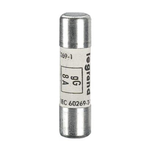 013308 Legrand Cylindrical fuses type gG A.C.R. High breaking capacity Rated current 8 A. Without beacon. 10.3 x 38 mm. Voltage 500 Vac Breaking capacity 100kA