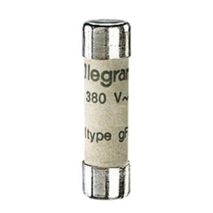 013302 Legrand Cylindrical fuses type gG A.C.R. High breaking capacity Rated current 2 A. Without beacon. 10.3 x 38 mm. Voltage 500 Vac Breaking capacity 100kA