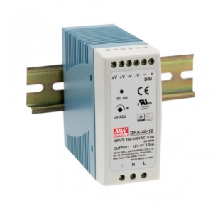 DRA-40-24 Mean Well AC-DC Industrial DIN rail power supply; Output 24Vdc at 1.7A; Dimming 0-10Vdc PWM Resistance; plastic case