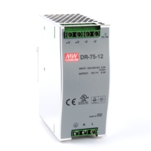 DR-75-12 Mean Well POWER SUPPLY, AC-DC DIN RAIL, 12V, 6.25A, 90-264V IN, ENCLOSED, DIN RAIL, PFC, 75W, DR SERIES