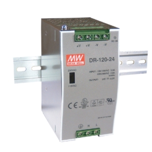 DR-120-12 Mean Well POWER SUPPLY, AC-DC, 12 VOLT, 10 AMP, INPUT VOLTAGE 100-240 VOLT AC, DIN RAIL MOUNT, OUTPUT CURRENT 10 AMP, OUTPUT POWER 120 W, DR SERIES