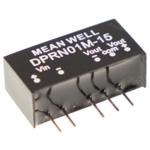 DPRN01O-12 Mean Well DC-DC Converter PCB mount; Input 45.8-52.8Vdc; Dual Output +-12Vdc at +-0.042A; SIP through hole package; 1500Vdc I/O isolation