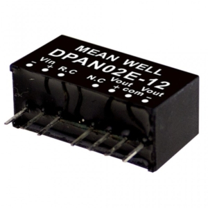 DPAN02C-12 Mean Well DC-DC Converter PCB mount; Input 36-75Vdc; Dual Output ±12Vdc at 0.083A; SIP Through hole package