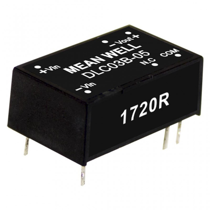 DLC03C-12 Mean Well DC-DC Converter PCB mount; Input 36-75Vdc; Dual Output +-12Vdc at +-0.125A; DIP Through hole package