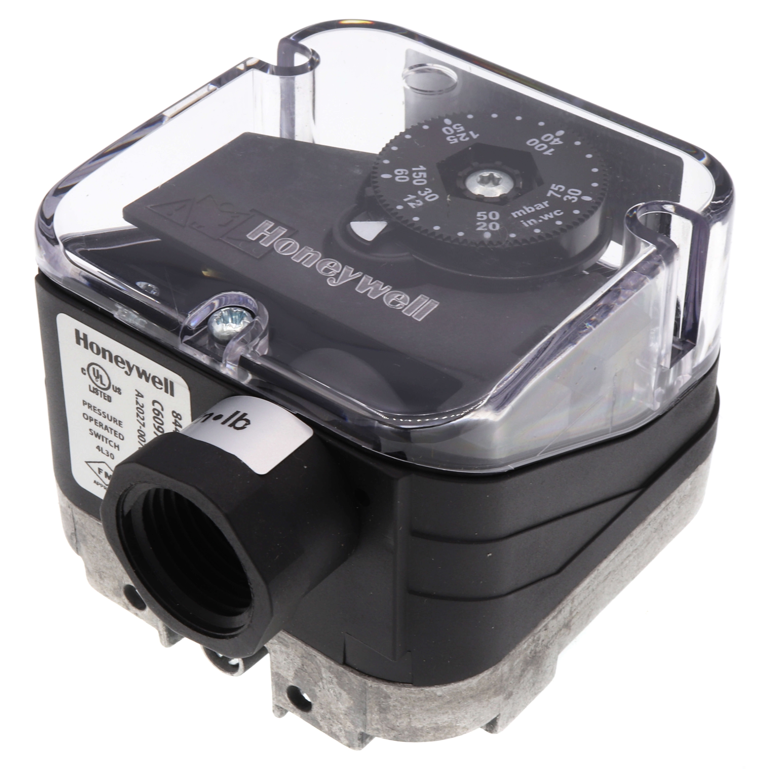 C6097A3079 Honeywell PRESSURE SWITCH, AUTO RESET, 1/4\'\' NPT, 12-60\'\' W.C, BREAKS NO. TO C. ON PRESSURE FAIL
