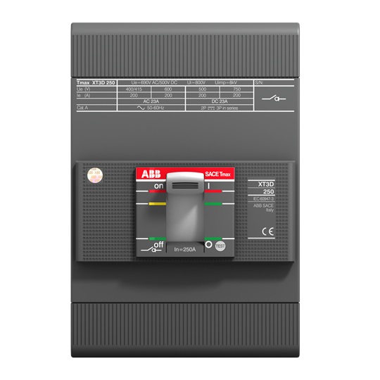 1SDA075618R1 ABB - XT3S-D 225 MCS-UL/CSA Im=2700 3p F F SACE Tmax XT Moulded Case Circuit Breaker MCS-UL/CSA Im 2700 3p Fixed Front