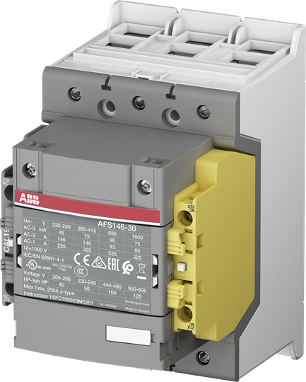 1SFL467081R1112 ABB - AFS146-30-12-11 3 pole - 1000 V IEC or 600 V UL contactor with pre-mounted 1 left (1 N.O + 1 N.C.)