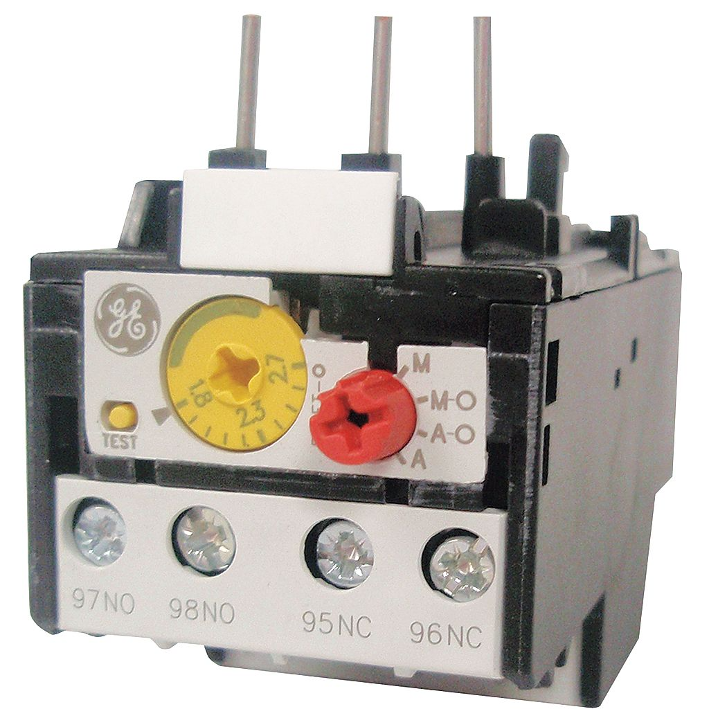 113708 General Electric - RT1L OVERLOAD RELAY,RT SERIES,THERMAL OVERLOAD TRIP,3-POLE,4-6.3 AMP,50/60 HZ,1 NORMALLY CLOSED CONTACT,1 NORMALLY OPEN CONTACT,MANUAL/AUTO RESET,SCREW TERMINATION