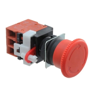 A22E-M-03 Omron EMERGENCY STOP PUSHBUTTON SWITCH, NONLIGHTED, 40 MM DIAMETER, TURN RESET FUNCTION, 3 NC CONTACTS, SWITCH ONLY, ARROWS ENGRAVED IN RED