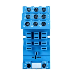 92.03 Finder RELAY SOCKET, BOX CLAMP SOCKET, 250 VOLT RATING, 16 AMP, 11 PIN, SCREW TERMINAL, DIN -RAIL/PANEL MOUNT, BLUE COLOR, FOR 62.32/33 RELAY