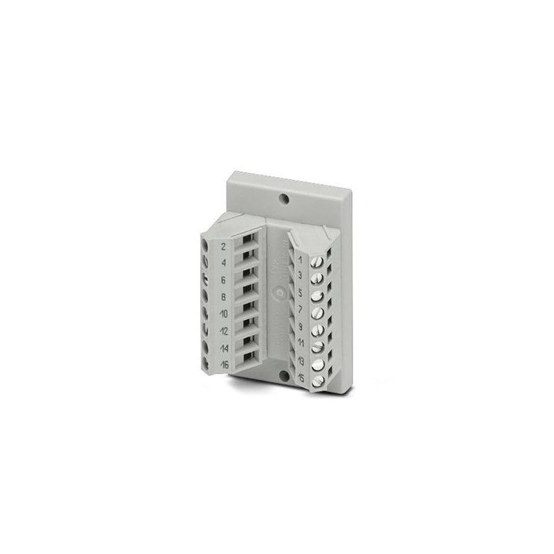 2280239 Phoenix Contact - Interface module - DFLK 16 The VARIOFACE feed-through module implements a 1:1 connection between screw connection terminal blocks and an IDC/FLK pin strip (2.54 mm, number of positions: 16).