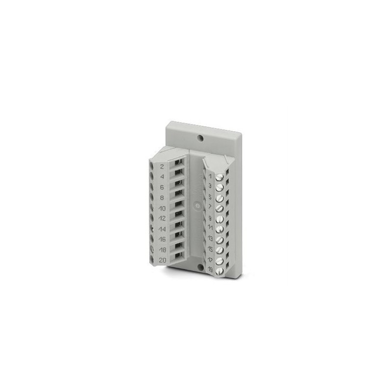 2280242 Phoenix Contact - Interface module - DFLK 20 The VARIOFACE feed-through module implements a 1:1 connection between screw connection terminal blocks and an IDC/FLK pin strip (2.54 mm, number of positions: 20).