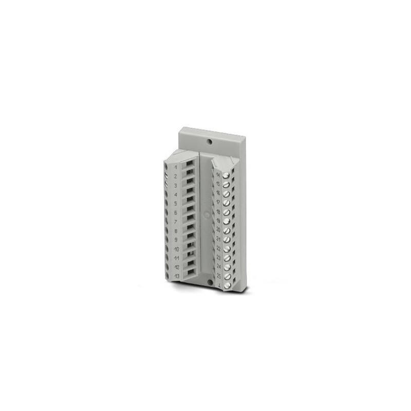 2280310 Phoenix Contact - Interface module - DFLK-D25 SUB/S The VARIOFACE feed-through module implements a 1:1 connection between screw connection terminal blocks and a D-SUB miniature pin strip (number of positions: 25). A separate ground tap is available.