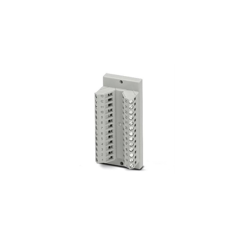2280323 Phoenix Contact - Interface module - DFLK-D25 SUB/B The VARIOFACE feed-through module implements a 1:1 connection between screw connection terminal blocks and a D-SUB miniature socket strip (number of positions: 25). A separate ground tap is available.