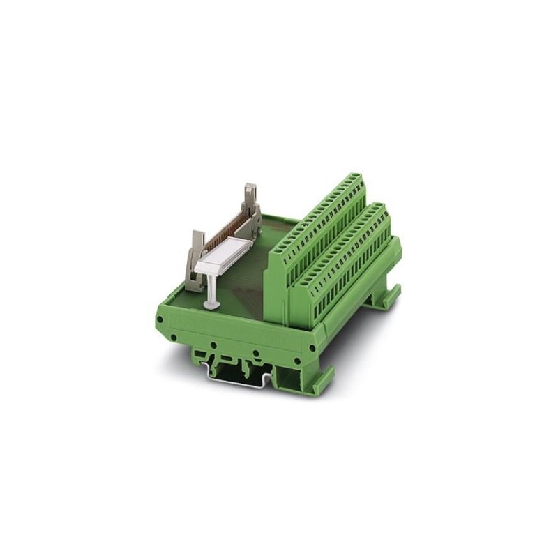 2281021 Phoenix Contact - Interface module - FLKM 14 VARIOFACE module, with screw connection and flat-ribbon cable connector, for mounting on NS 32 or NS 35/7.5, with pin strip and short and long locking latches for socket strips, 14-pos.