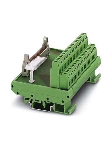 2281102 Phoenix Contact - Interface module - FLKM 64 VARIOFACE module, with screw connection and flat-ribbon cable connector, for mounting on NS 32 or NS 35/7.5, with pin strip and short and long locking latches for socket strips, 64-pos.